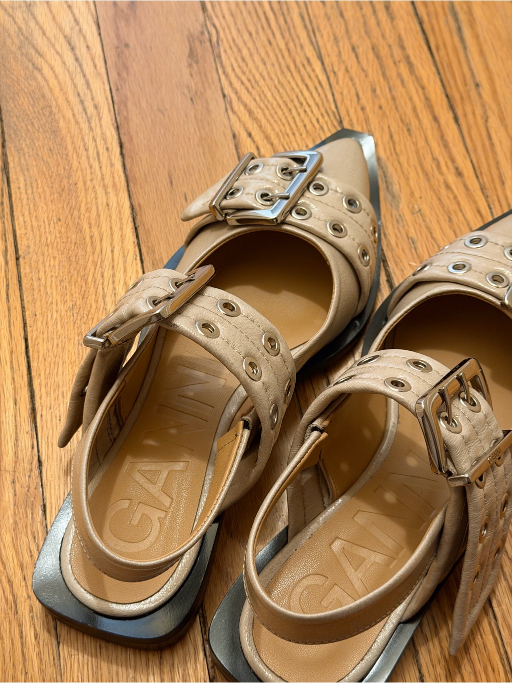 Ganni Beige Ballet Flats
